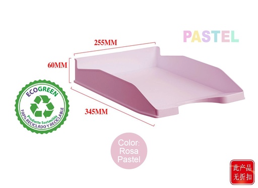 [RV742RSPS] Bandeja de documentos rosa pastel 345x255x60mm para oficina