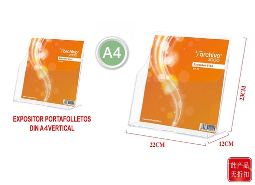 [RV6143CSTP] Expositor portafolletos DIN A4 vertical transparente para escritorio