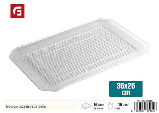 [120416012] Bandeja luxe rectangular 35x25cm de plástico para servir