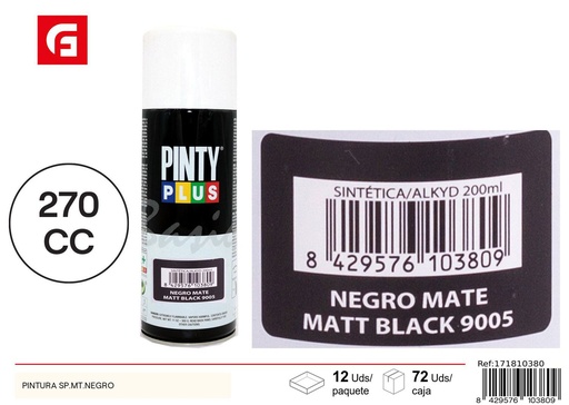 [171810380] Pintyplus spray negro mate 9005 270cc - Pintura y bricolaje