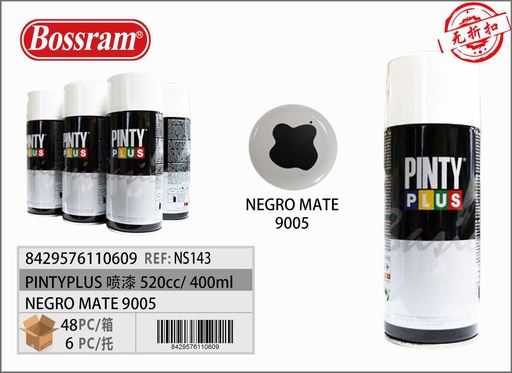 [NS143] Pintyplus pintura en spray negro mate 520cc para bricolaje