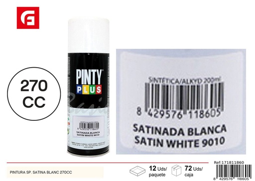 [NS127] Pintura spray satinada blanca 270cc para bricolaje