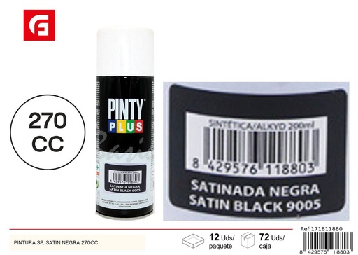 [NS131] Pintura spray satinada negra 270cc para bricolaje