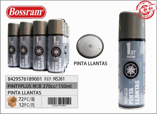 [NS261] Pinta llantas spray 270cc para retoques de coche