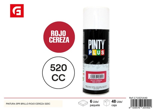 [171825440] Pintura spray brillo rojo cereza 520cc para decoración