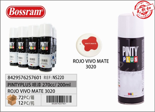 [NS220] Pintyplus pintura en spray rojo vivo mate 3020 270cc