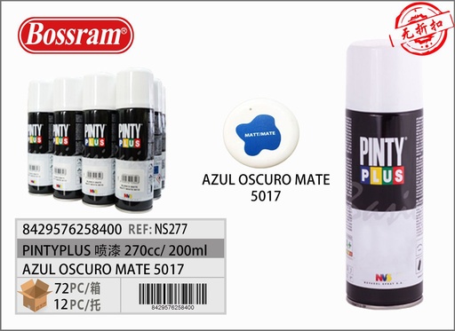 [NS277] PintyPlus pintura en aerosol azul oscuro mate 5017 270cc