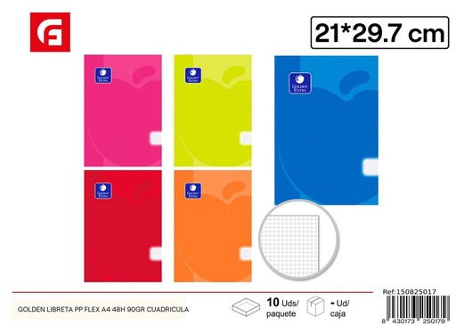 [150825017] Libreta PP flex A4 48 hojas 90 gr. cuadrícula para material escolar