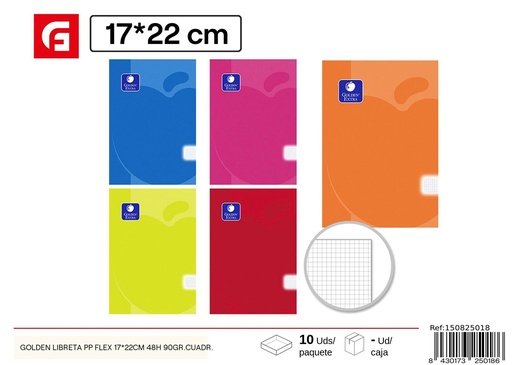 [150825018] Libreta PP flex 17x22cm 48 hojas 90gr cuadros para notas y dibujo
