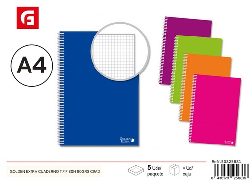 [150825881] Cuaderno Golden T.P A4 80h 90gr cuad para estudiantes
