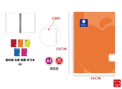 [PS326059] Cuaderno tapa plástica blanco 80h 90gr liso