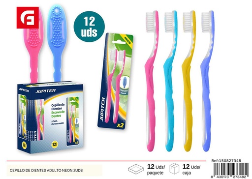 [150827348] Cepillo de dientes adulto neon 2uds - Productos de cuidado personal