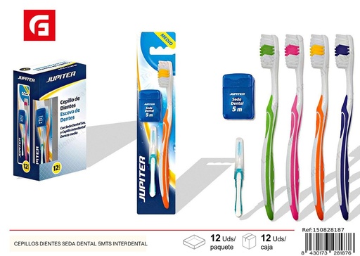 [150828187] Cepillos de dientes + seda dental 5 metros + interdental - Cuidado personal