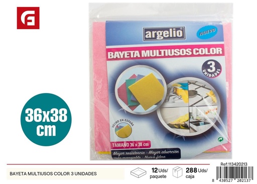 [113420213] Bayeta multiusos color 3 unidades - Accesorios de limpieza
