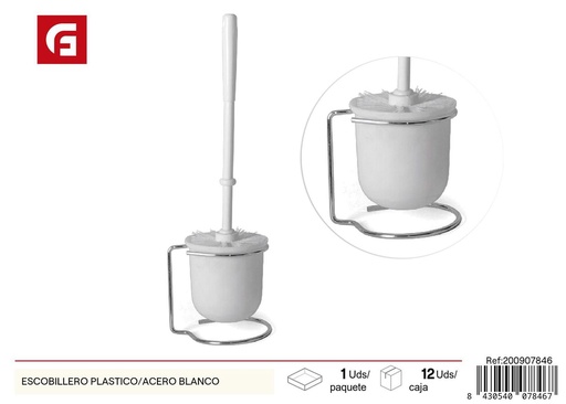 [200907846] Escobillero plástico/acero blanco - Limpieza del baño 