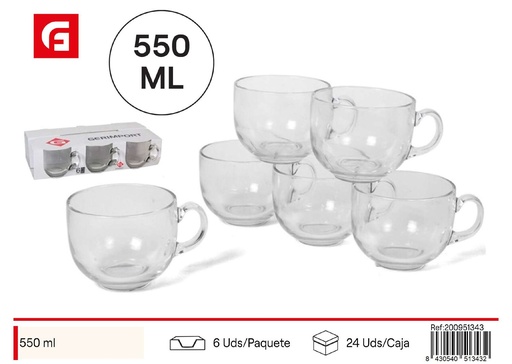 [A002013] Tazón jumbo de cerámica 550ml Berna Cristal para bebidas