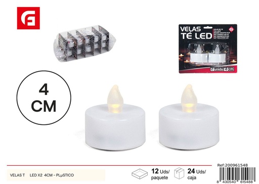 [200961548] Velas té LED x2 4cm de plástico para ambientación