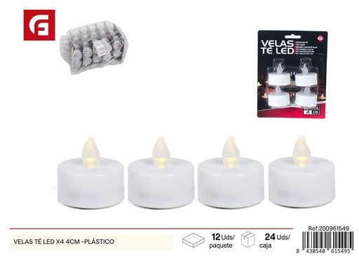 [200961549] Velas té LED x4 de plástico 4cm