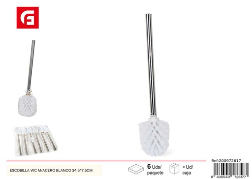 [200972617] Escobilla WC madera acero blanco 34.5*7.5CM - Productos de limpieza