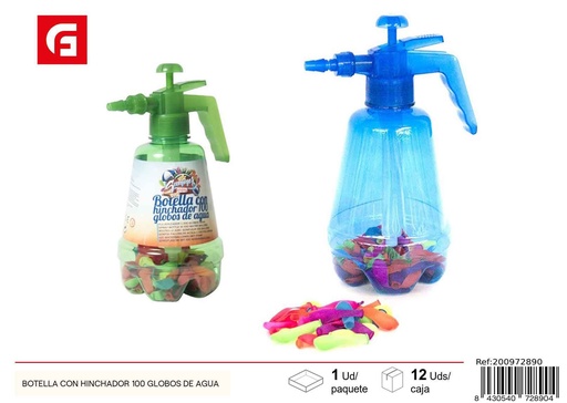 [200972890] Botella con hinchador para 100 globos de agua - Juguete de verano