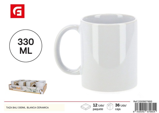 [A002597] Taza Bali cerámica blanca 330ml