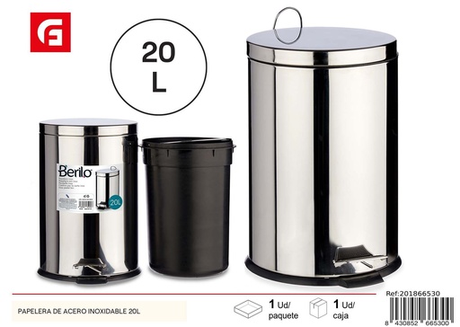 [201866530]  papelera de acero inoxidable 20L - Basura, artículos de hogar