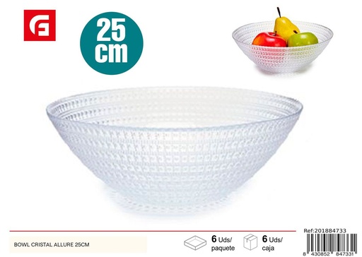 [201884733] Bowl de cristal Allure 25cm para servir alimentos