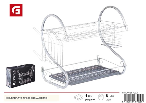 [201887002] Escurreplatos 2 pisos cromado gris