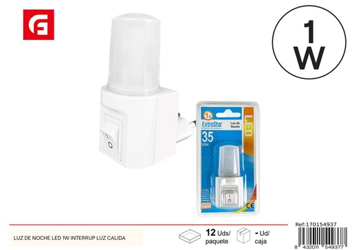 [170154937] Luz de noche LED 1W con interruptor luz cálida