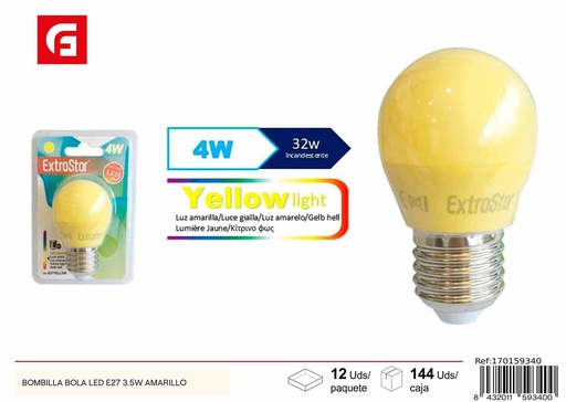 [170159340] Bombilla LED E27 3.5W amarilla para iluminación