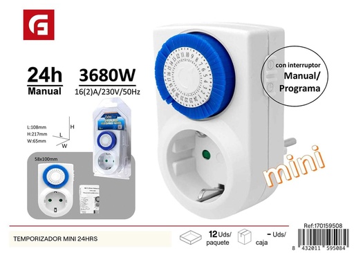[170159508] Temporizador mini 24hrs para programación eléctrica