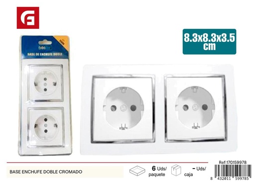 [170159978] Base de enchufe doble 8.8x8.8x3.5 cm - Accesorios eléctricos