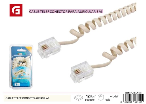 [17016LX411] Cable telefónico con conector auricular para llamadas