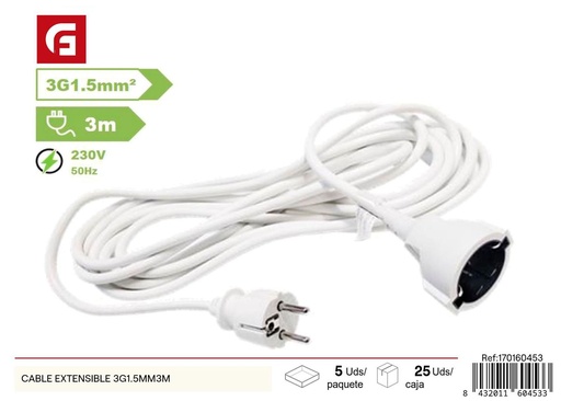 [170160453] Cable extensible 3G1.5mm3m