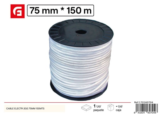 [170160704] Cable eléctrico 2G0.75mm 150mts para conexiones y reparaciones