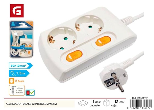 [170161317] Extensor 2 bases con interruptor 1mm*1.5m - Instalaciones eléctricas