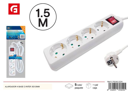 [170161324] Alargador 4 bases con interruptor 3G1.0mm para suministros eléctricos