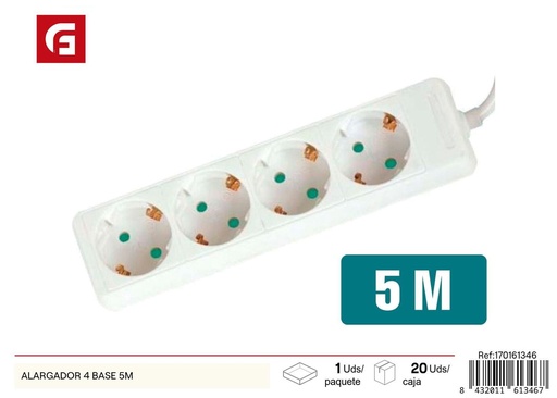[170161346] Alargador 4 bases 5m - Suministros eléctricos