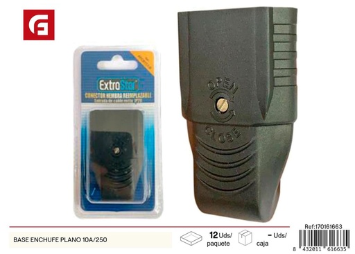 [170161663] Base enchufe plano 10 A/250 - Accesorios eléctricos