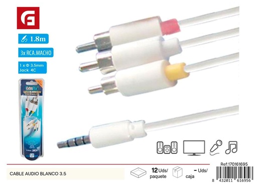 [170161695] Cable de audio blanco 3.5mm