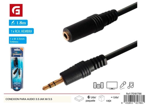 [170161786] Conexión para audio 3.5mm jack macho a macho