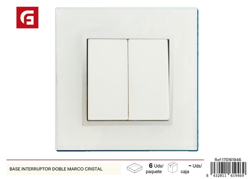 [170161946] Base interruptor doble marco cristal - Accesorios eléctricos