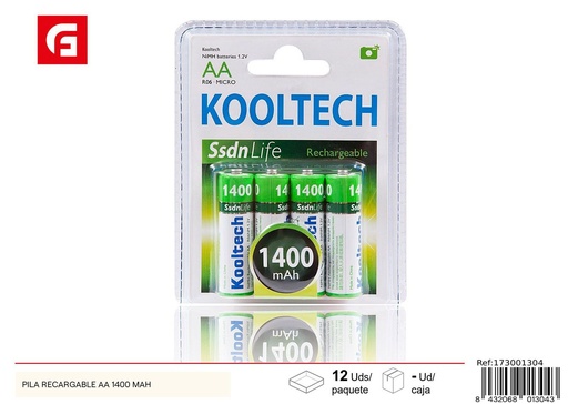 [173001304] Pila recargable AA 1400mAh para dispositivos electrónicos