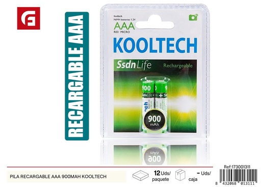 [173001311] Pila recargable AAA 900mAh Kooltech