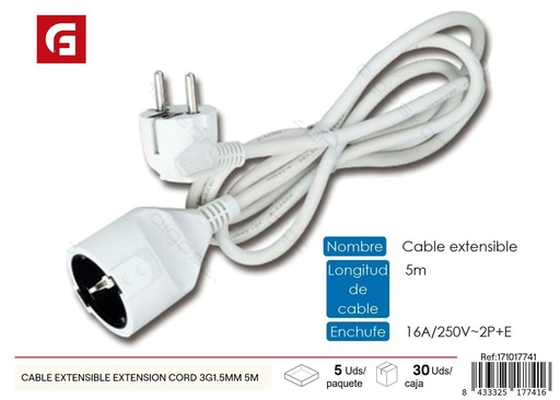 [171017741] Cable extensible 3G 1.5 mm 5 m - Suministros eléctricos