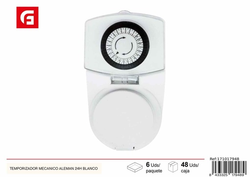 [171017948] Temporizador mecánico alemán 24h blanco - Accesorios eléctricos