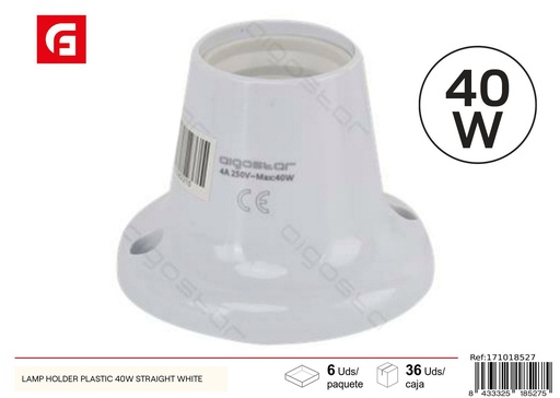 [171018527] Portalámparas plástico 40W blanco - Suministros eléctricos