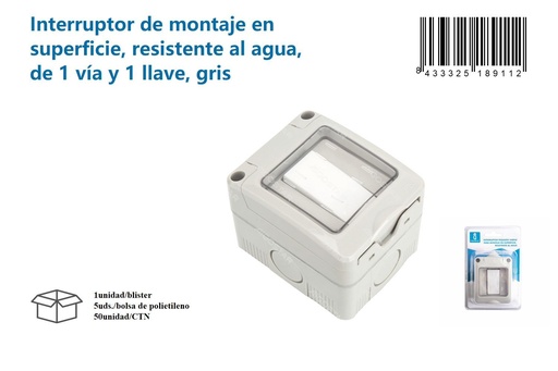 [171018911] Interruptor de superficie resistente al agua 1 vía 1 llave