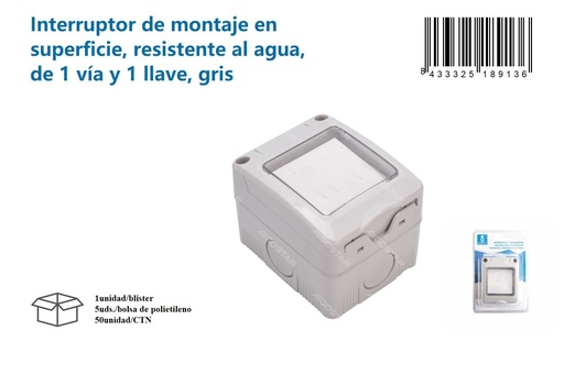 [171018913] Interruptor de superficie resistente al agua de 1 vía y 1 llave