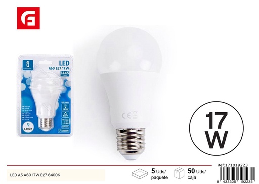 [171019223] Bombilla LED A60 E27 17W 6500K - Iluminación